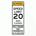 Regulatory Sign - School Zone - Cell Phones Prohibited