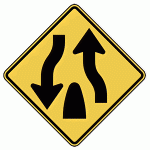Warning Sign - Divided Highway Ends